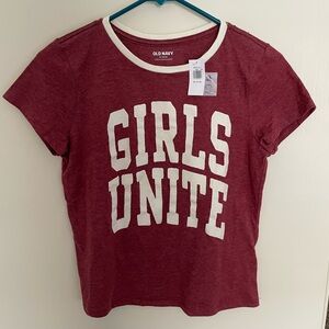 Old Navy Women's Maroon 'Girls Unite' Tee